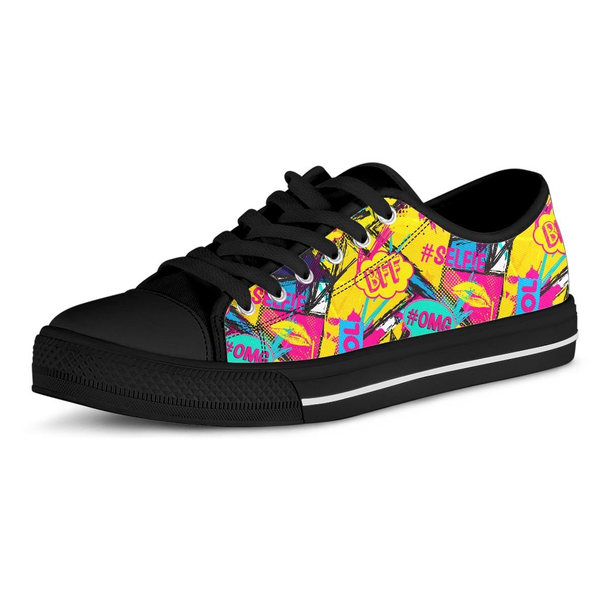 Abstract Comic Bubble Graffiti Print Men's Low Top Shoes-grizzshop