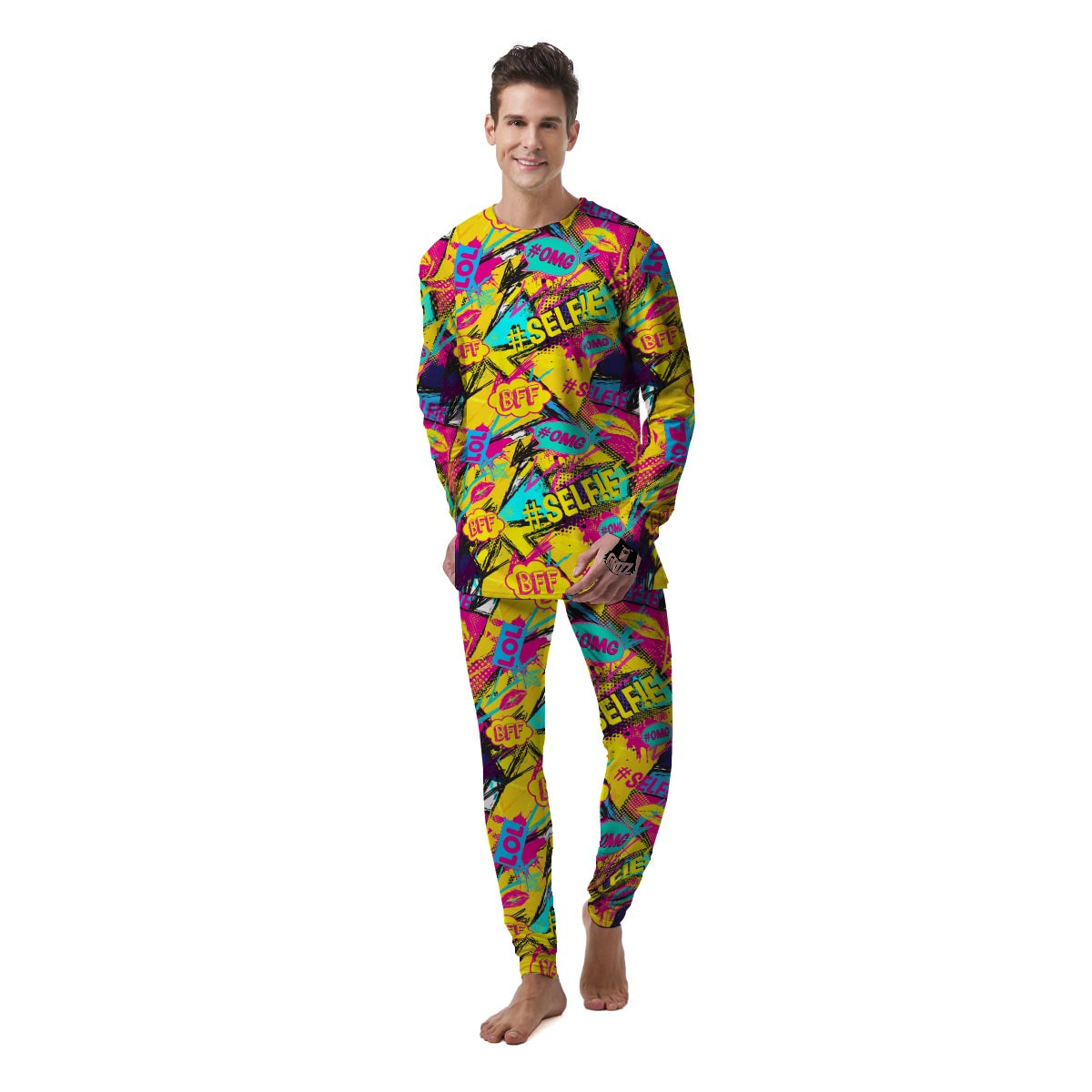 Abstract Comic Bubble Graffiti Print Men's Pajamas-grizzshop