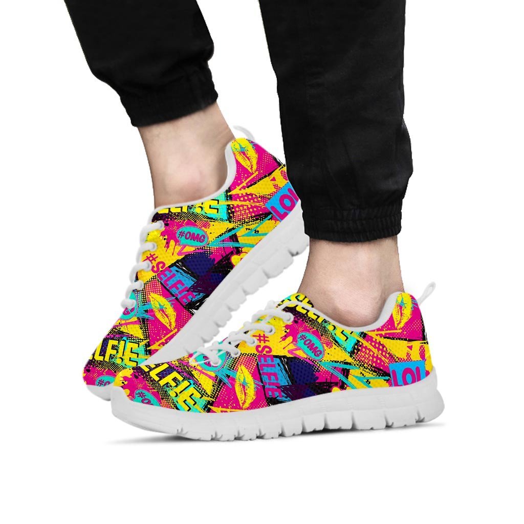 Abstract Comic Bubble Graffiti Print Men's Sneakers-grizzshop