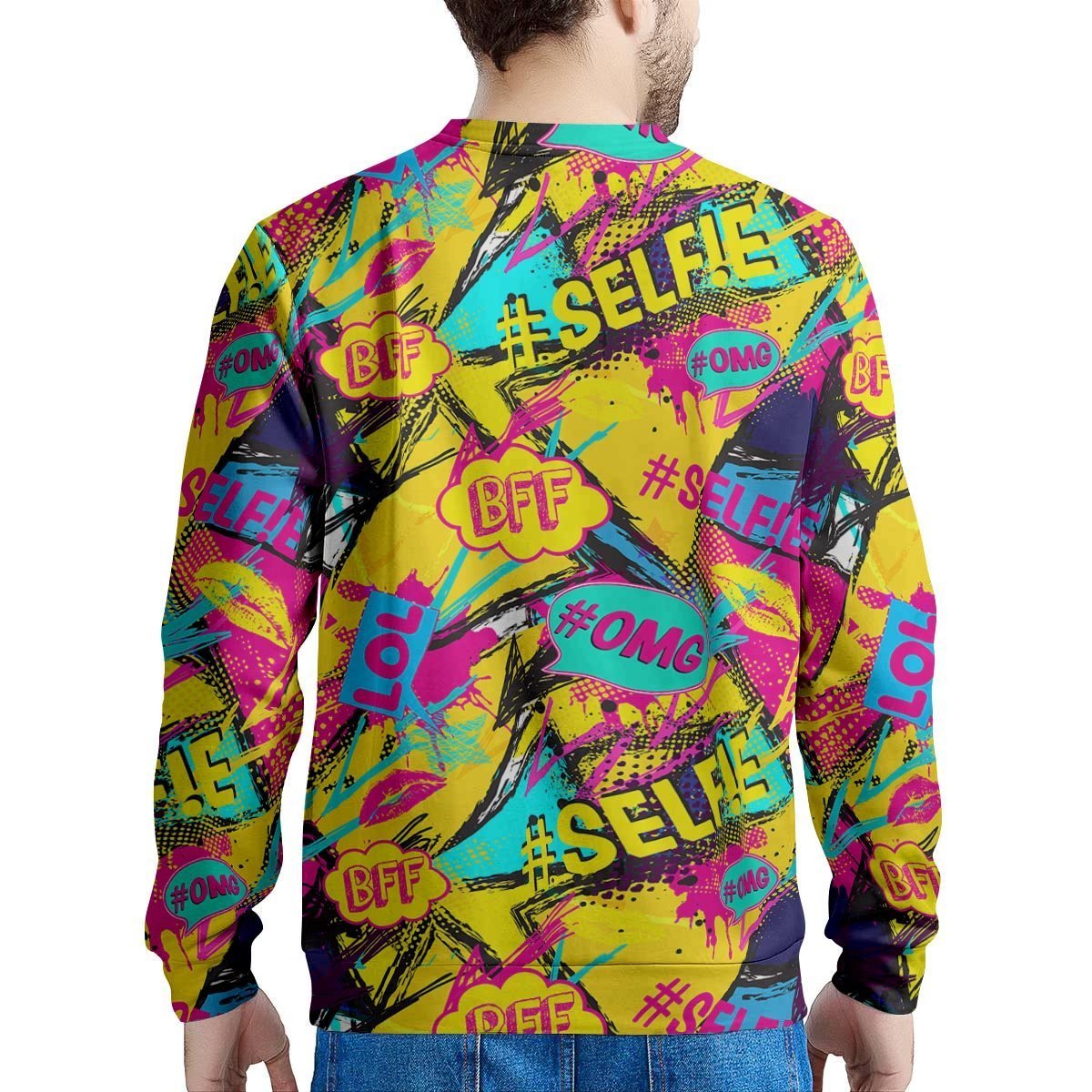 Abstract Comic Bubble Graffiti Print Men's Sweatshirt-grizzshop