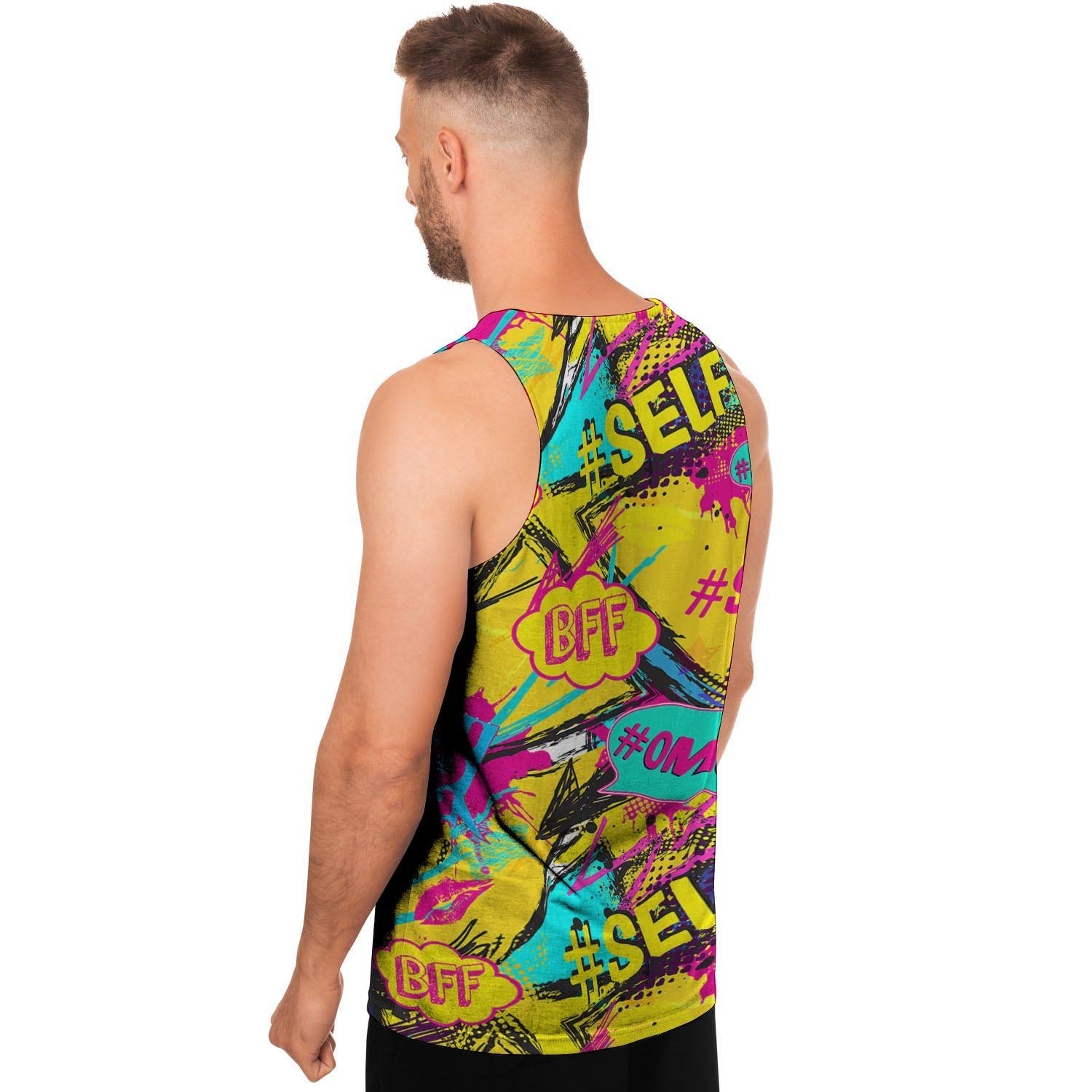 Abstract Comic Bubble Graffiti Print Men's Tank Tops-grizzshop