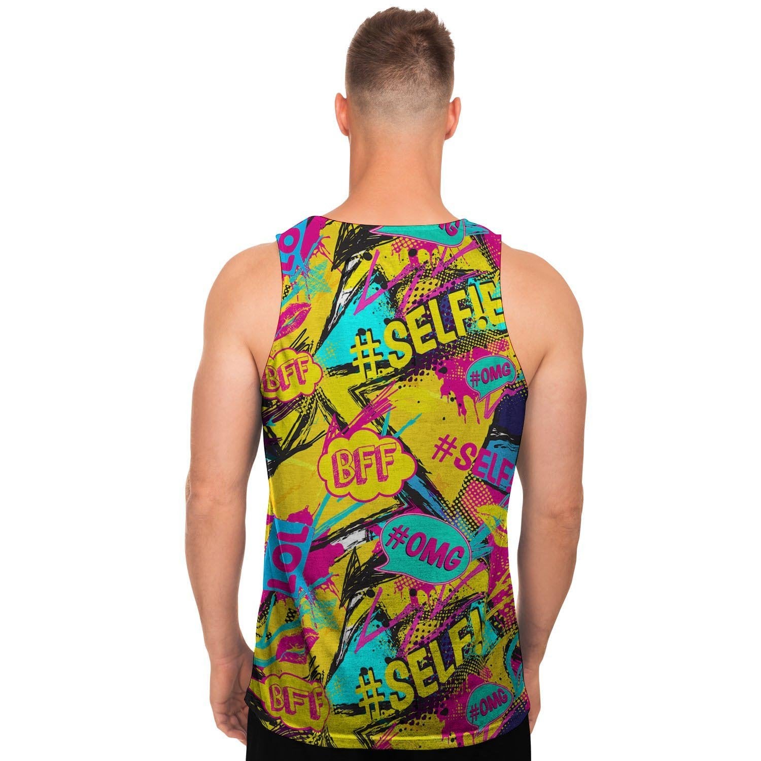 Abstract Comic Bubble Graffiti Print Men's Tank Tops-grizzshop