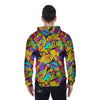 Abstract Comic Bubble Graffiti Print Men's Zip Up Hoodie-grizzshop