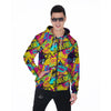 Abstract Comic Bubble Graffiti Print Men's Zip Up Hoodie-grizzshop