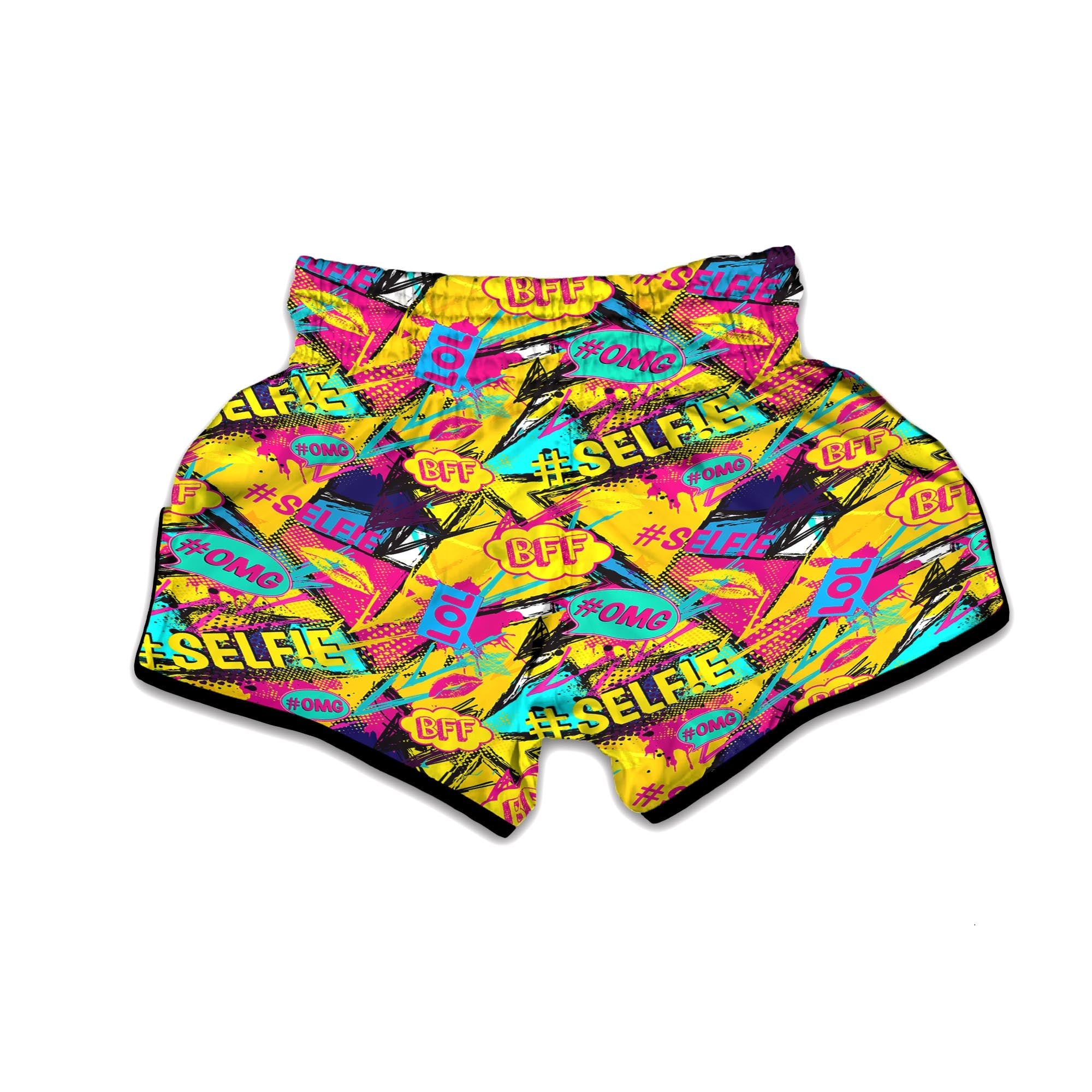 Abstract Comic Bubble Graffiti Print Muay Thai Boxing Shorts-grizzshop