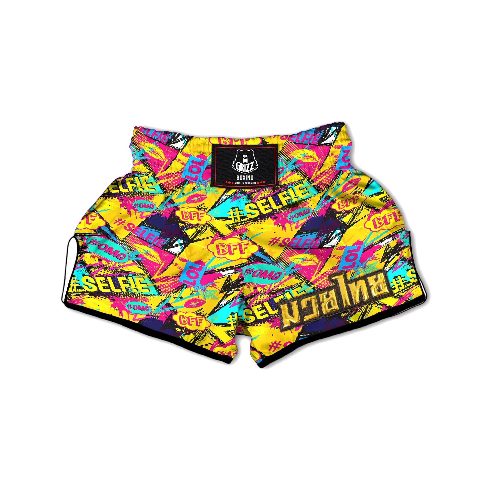 Abstract Comic Bubble Graffiti Print Muay Thai Boxing Shorts-grizzshop