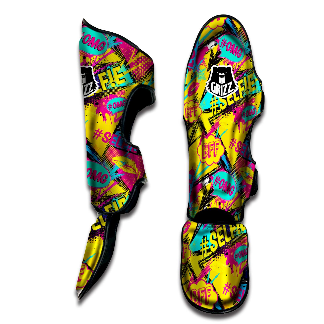 Abstract Comic Bubble Graffiti Print Muay Thai Shin Guard-grizzshop