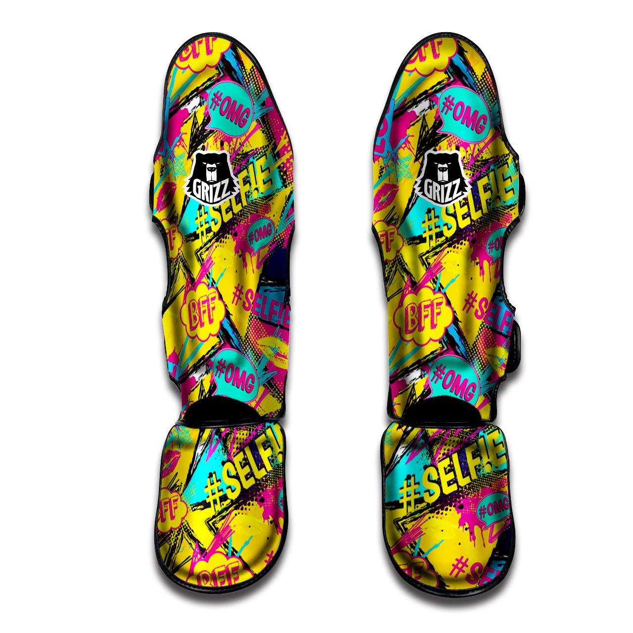 Abstract Comic Bubble Graffiti Print Muay Thai Shin Guard-grizzshop