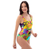 Abstract Comic Bubble Graffiti Print One Piece Swimsuite-grizzshop