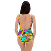 Abstract Comic Bubble Graffiti Print One Piece Swimsuite-grizzshop