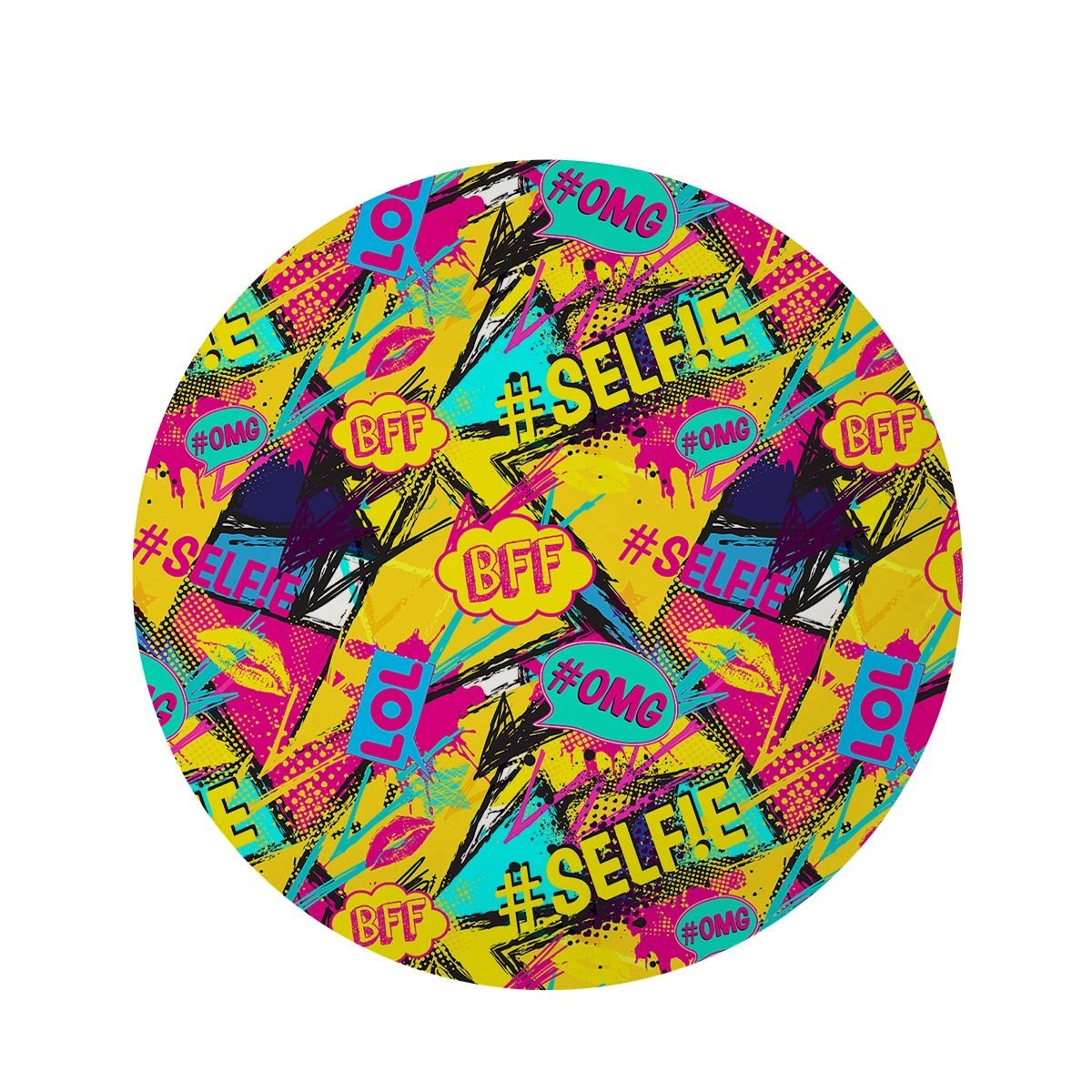 Abstract Comic Bubble Graffiti Print Round Rug-grizzshop