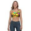 Abstract Comic Bubble Graffiti Print Sports Bra-grizzshop