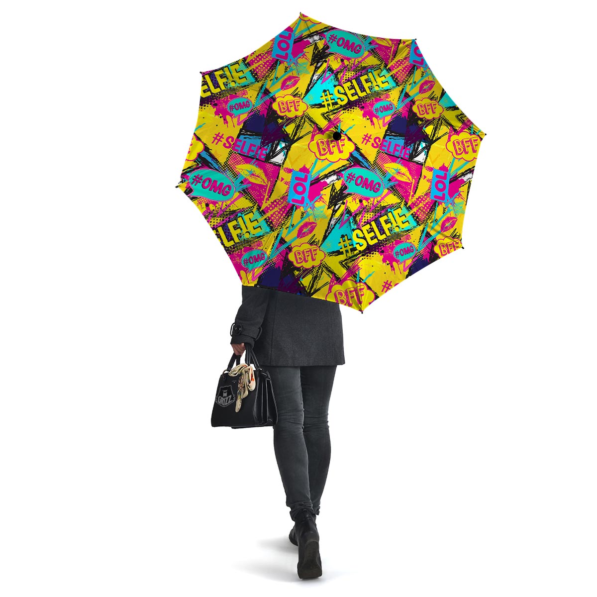 Abstract Comic Bubble Graffiti Print Umbrella-grizzshop