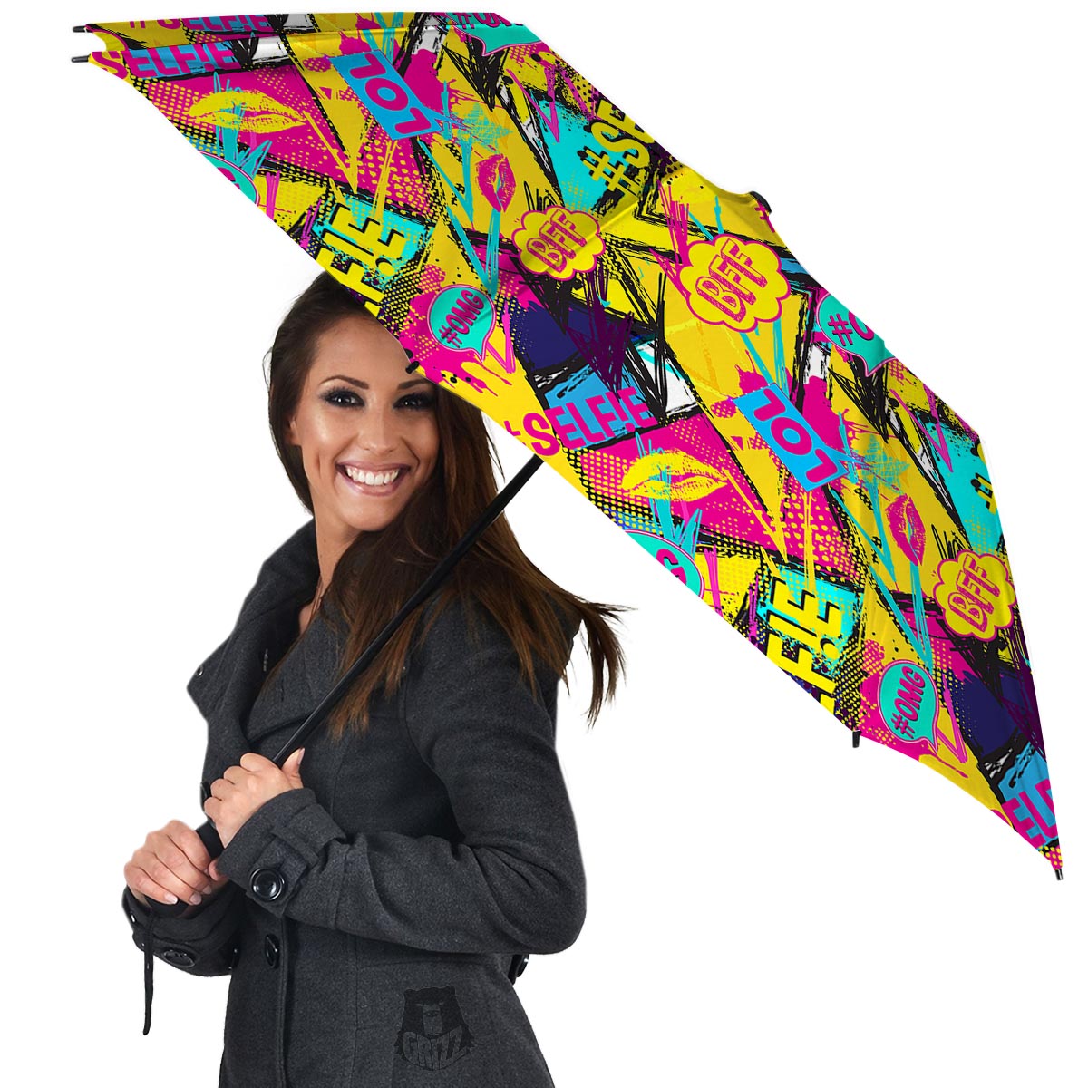 Abstract Comic Bubble Graffiti Print Umbrella-grizzshop