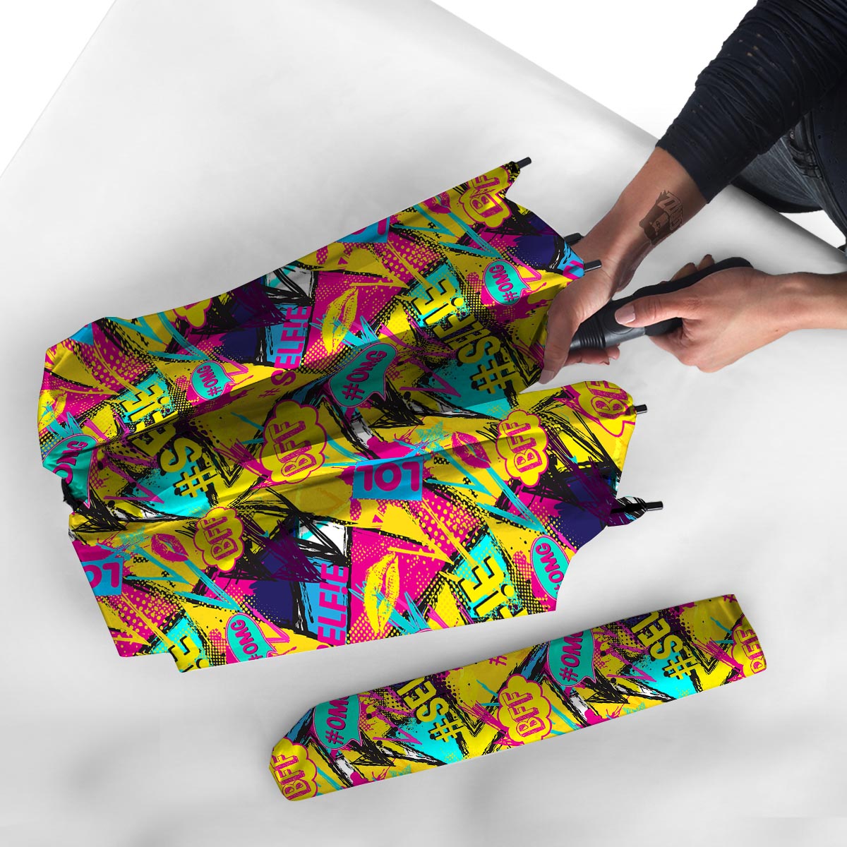 Abstract Comic Bubble Graffiti Print Umbrella-grizzshop