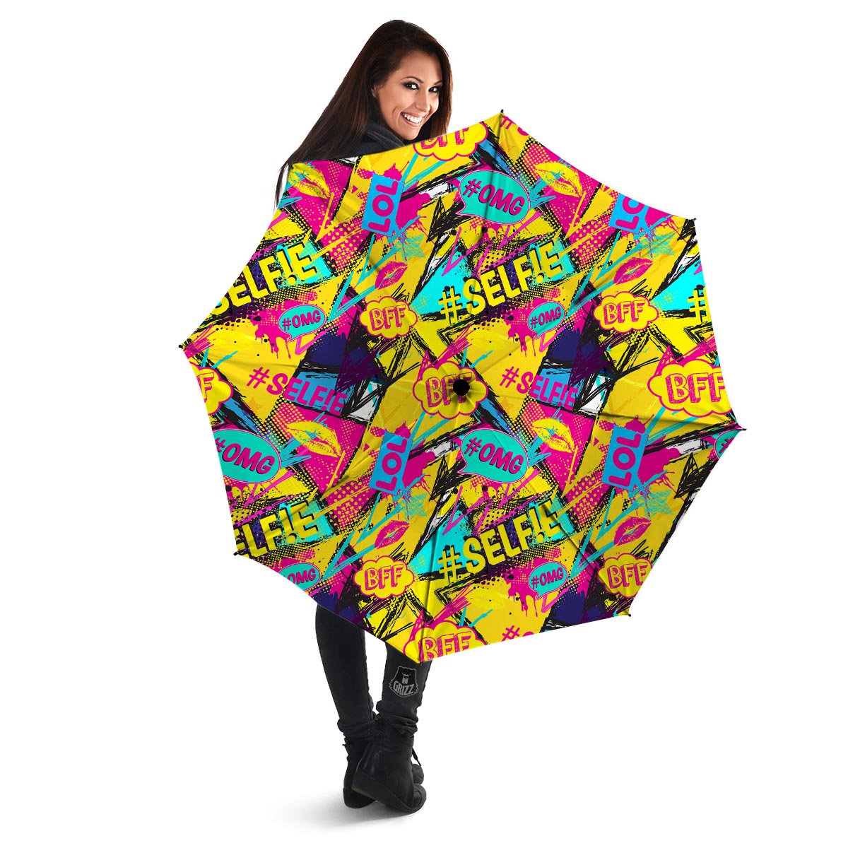 Abstract Comic Bubble Graffiti Print Umbrella-grizzshop