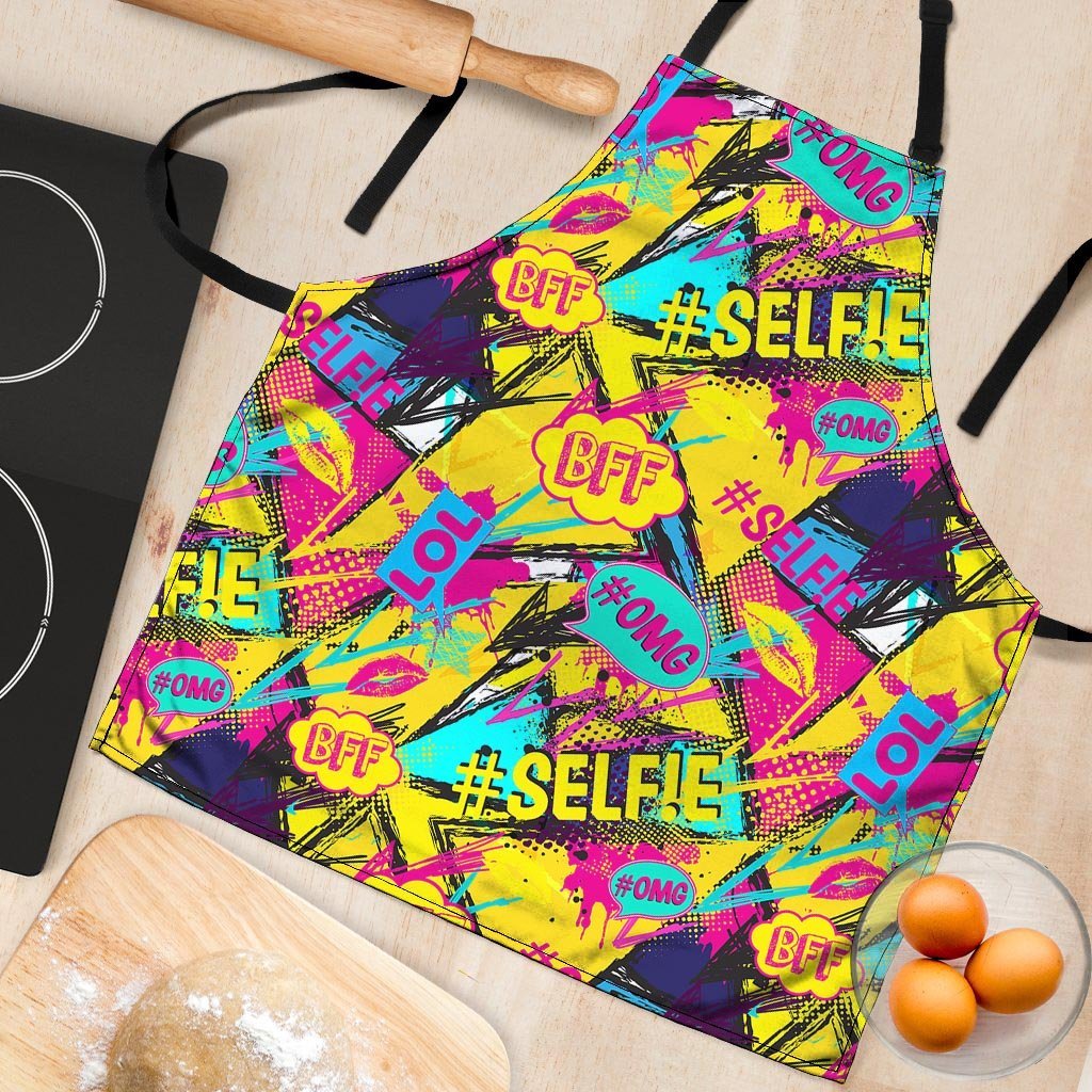 Abstract Comic Bubble Graffiti Print Women's Apron-grizzshop