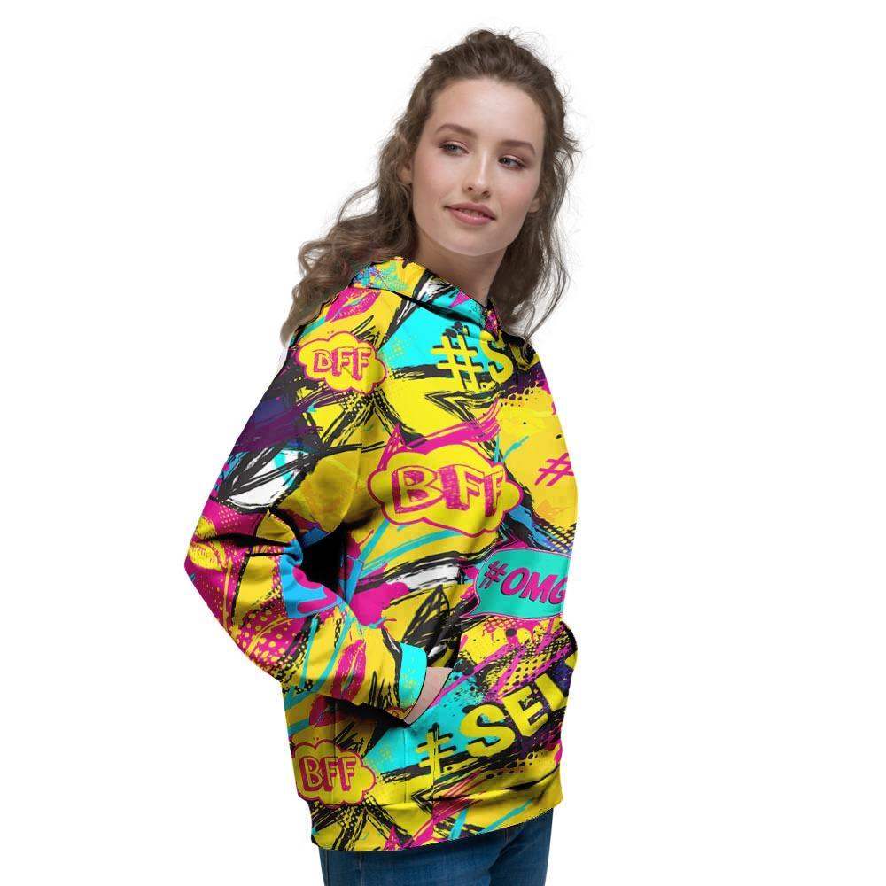 Abstract Comic Bubble Graffiti Print Women's Hoodie-grizzshop