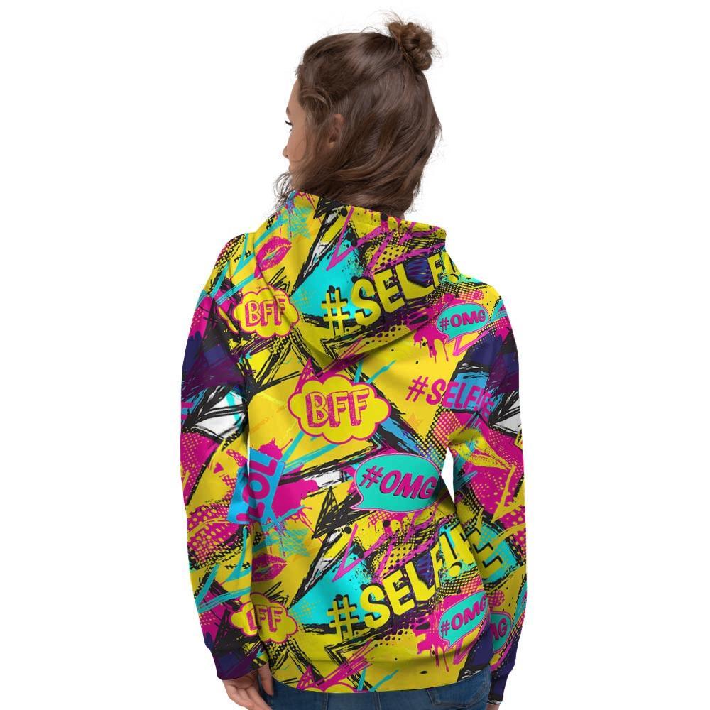 Abstract Comic Bubble Graffiti Print Women's Hoodie-grizzshop