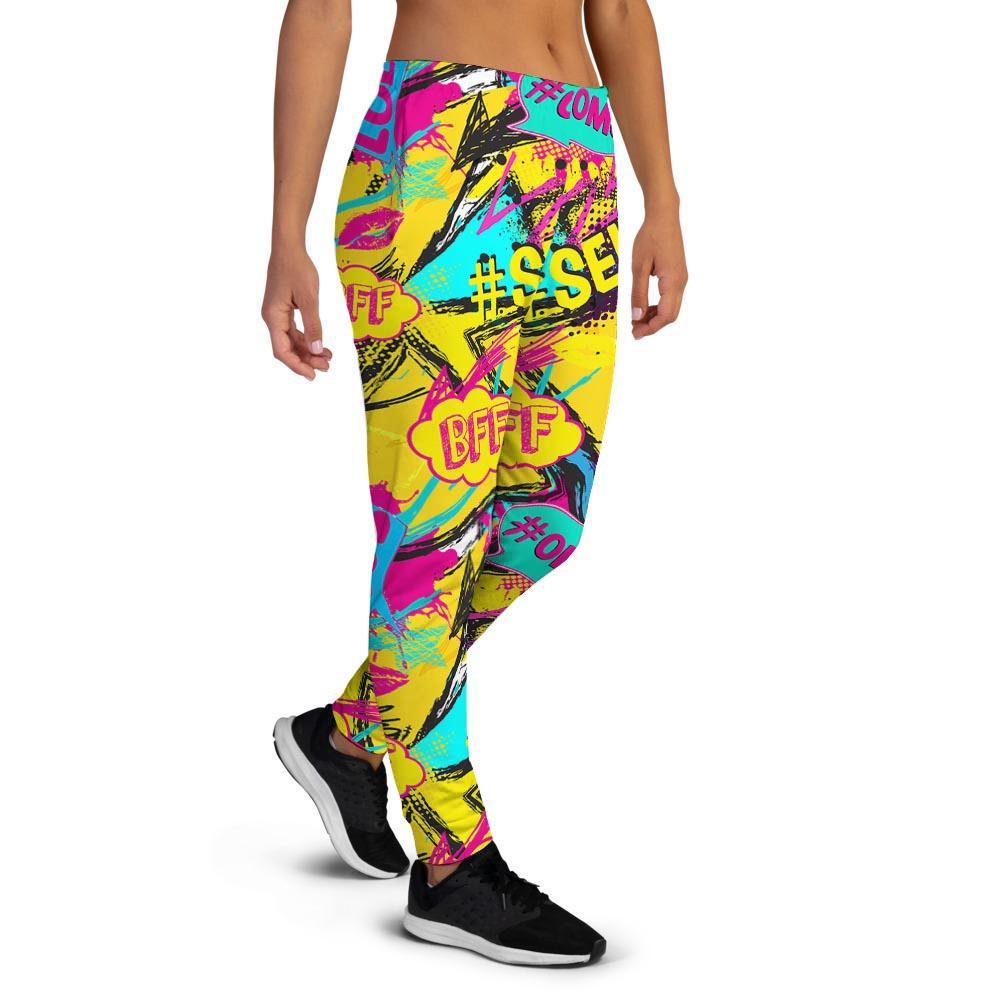 Abstract Comic Bubble Graffiti Print Women's Joggers-grizzshop