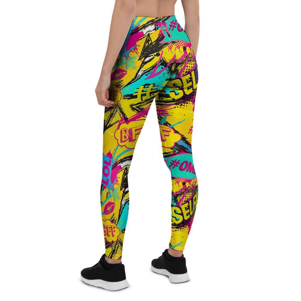 Abstract Comic Bubble Graffiti Print Women's Leggings-grizzshop