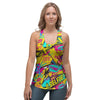 Abstract Comic Bubble Graffiti Print Women's Racerback Tank Top-grizzshop