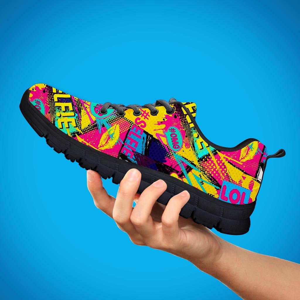 Abstract Comic Bubble Graffiti Print Women's Sneakers-grizzshop