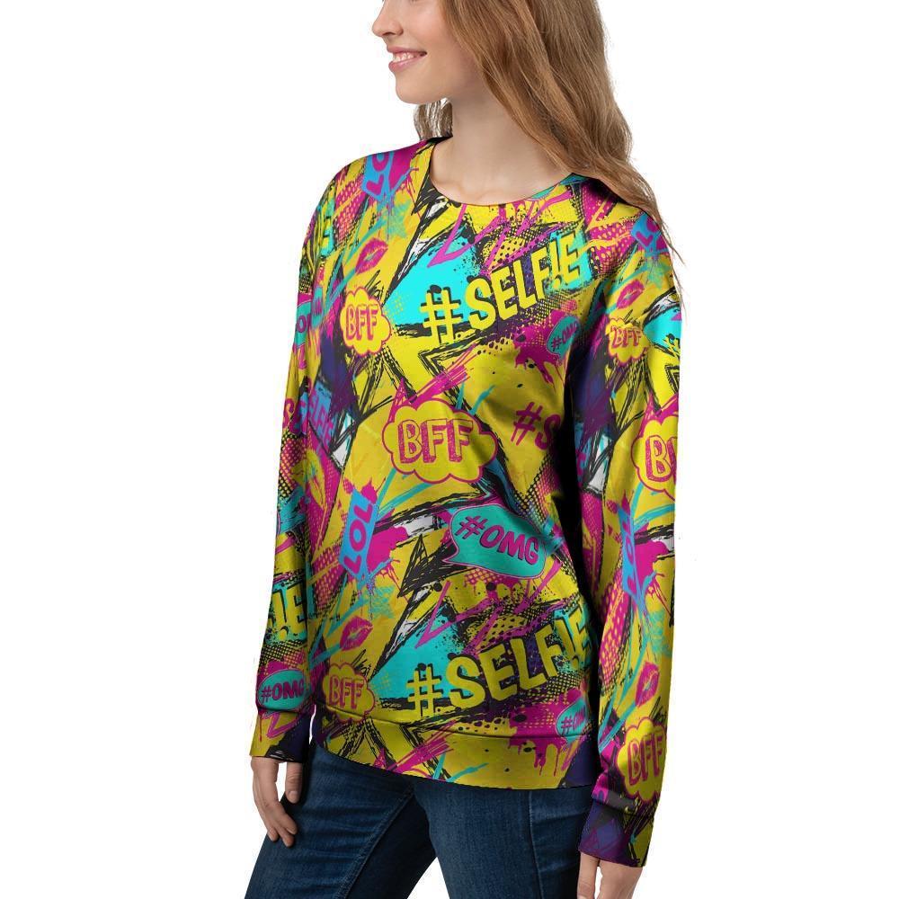 Abstract Comic Bubble Graffiti Print Women's Sweatshirt-grizzshop