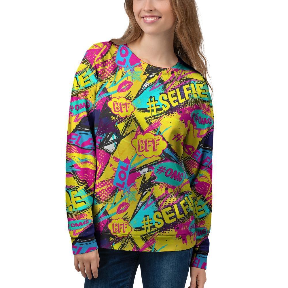 Abstract Comic Bubble Graffiti Print Women's Sweatshirt-grizzshop