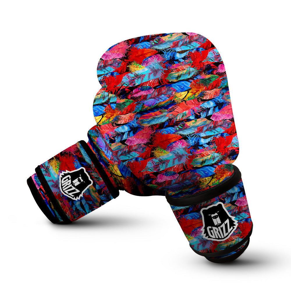 Abstract Feather Watercolor Boho Print Pattern Boxing Gloves-grizzshop