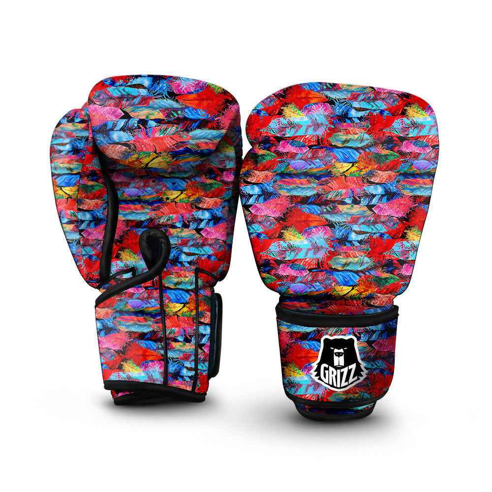 Abstract Feather Watercolor Boho Print Pattern Boxing Gloves-grizzshop