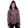 Abstract Feather Watercolor Boho Print Pattern Women's Bomber Jacket-grizzshop