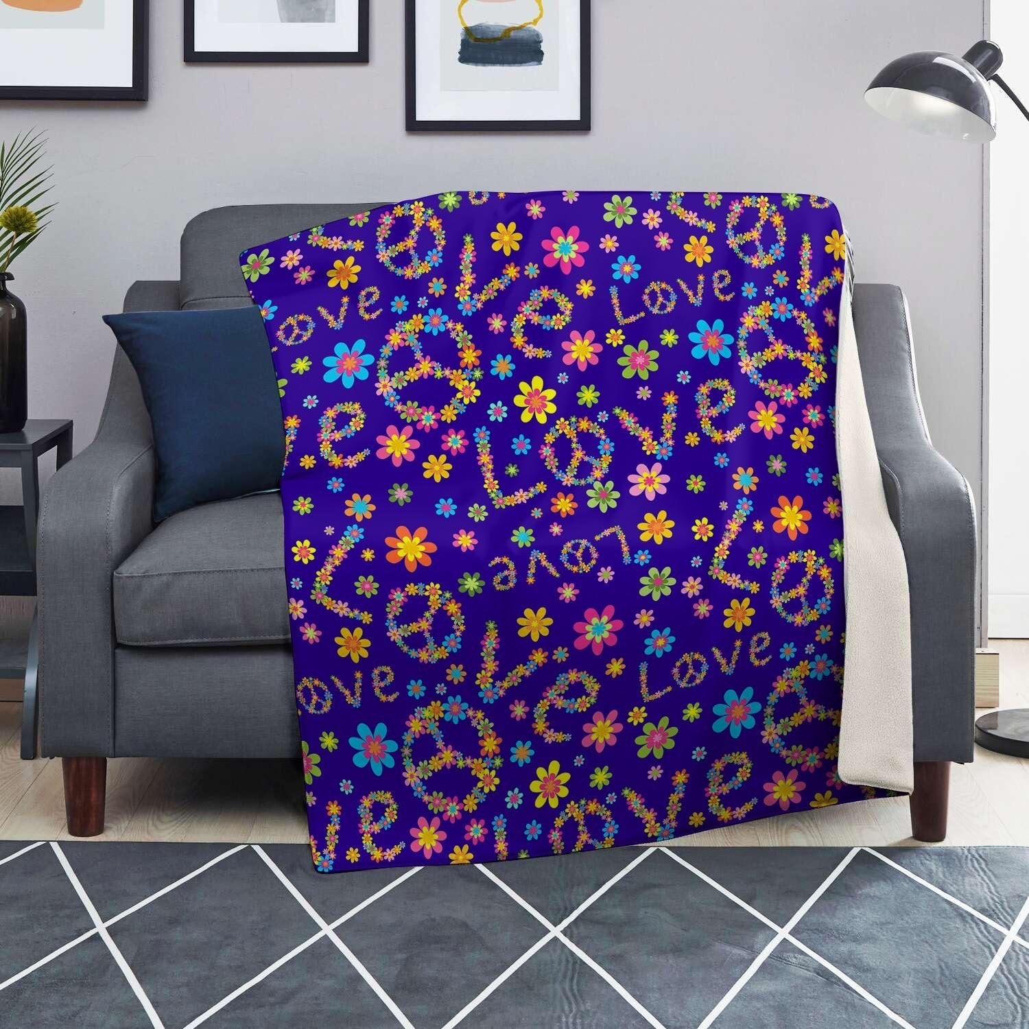 Abstract Floral Hippie Blanket-grizzshop