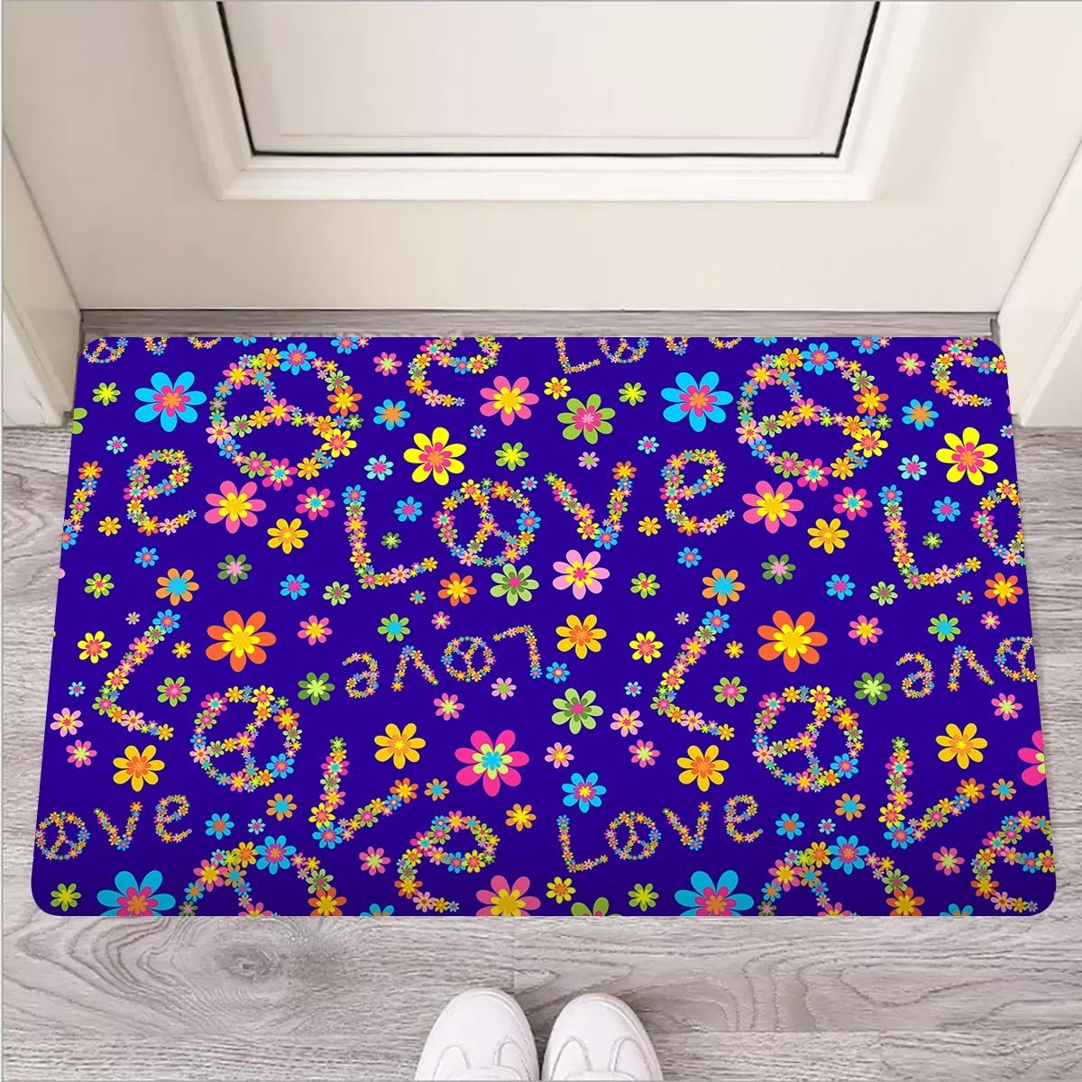 Abstract Floral Hippie Door Mat-grizzshop