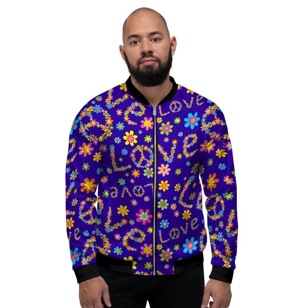 Abstract Floral Hippie Men's Bomber Jacket-grizzshop