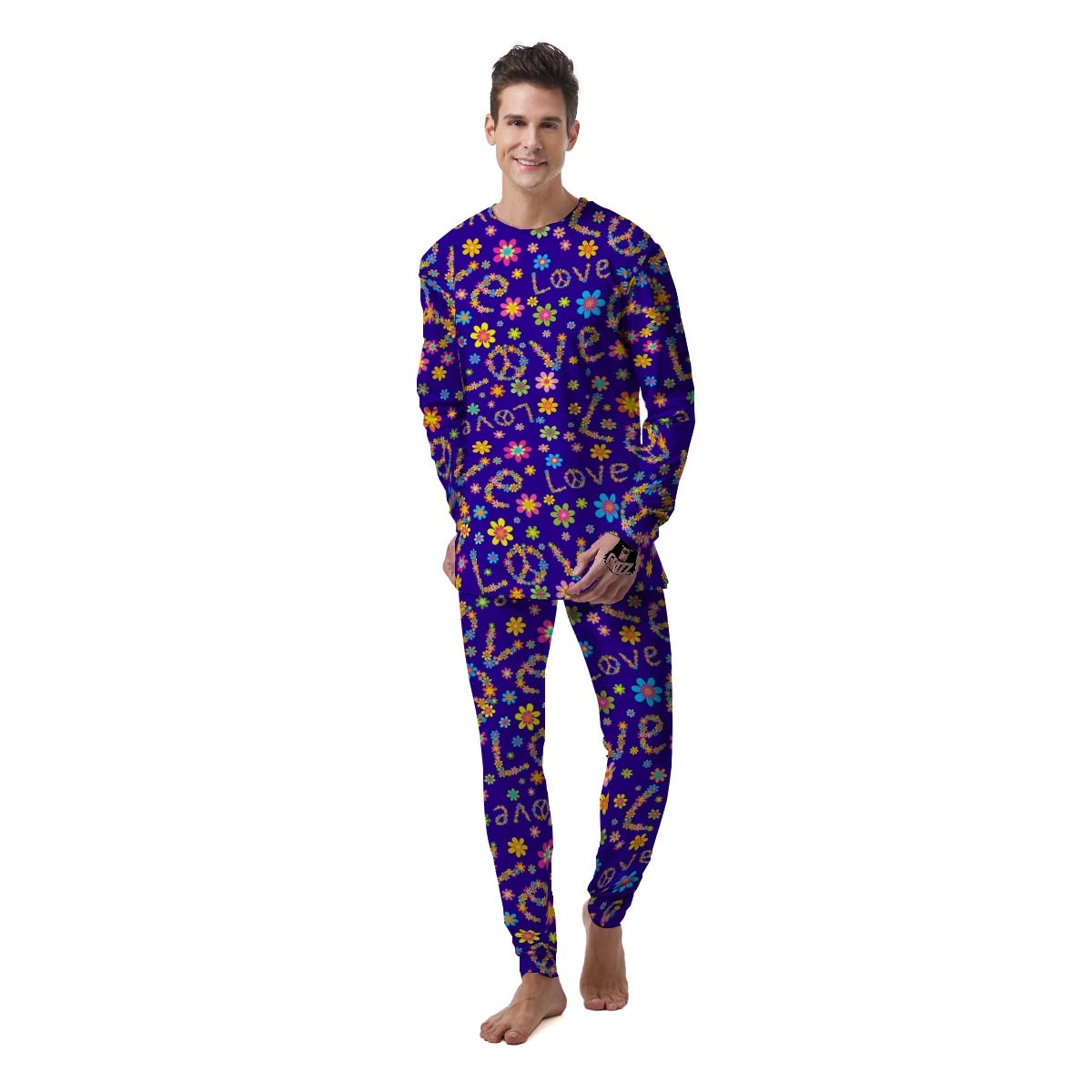 Abstract Floral Hippie Men's Pajamas-grizzshop