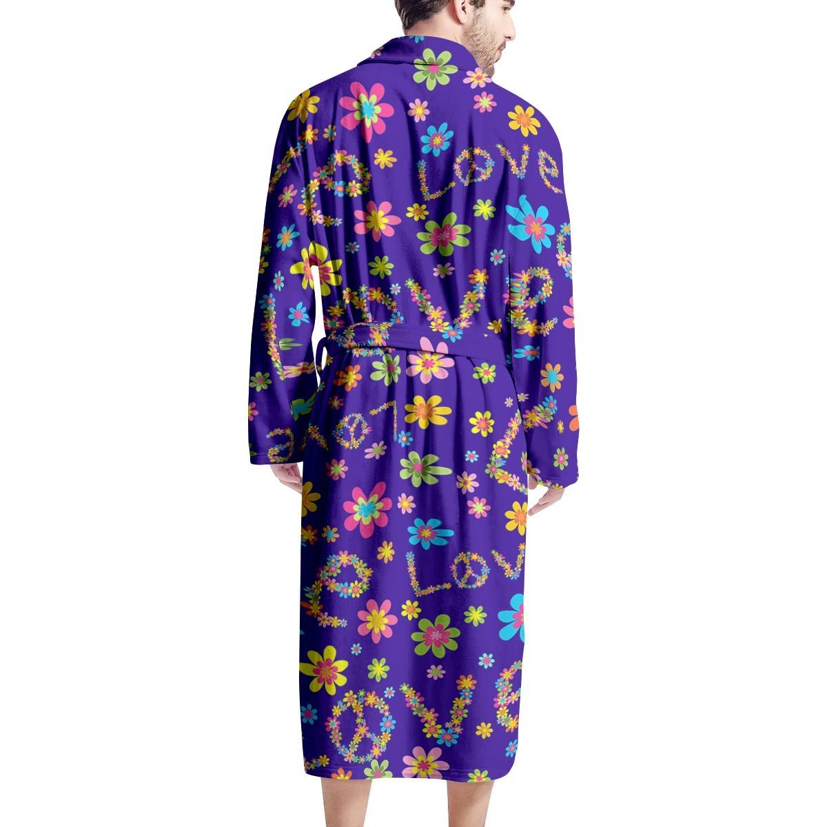 Abstract Floral Hippie Men's Robe-grizzshop