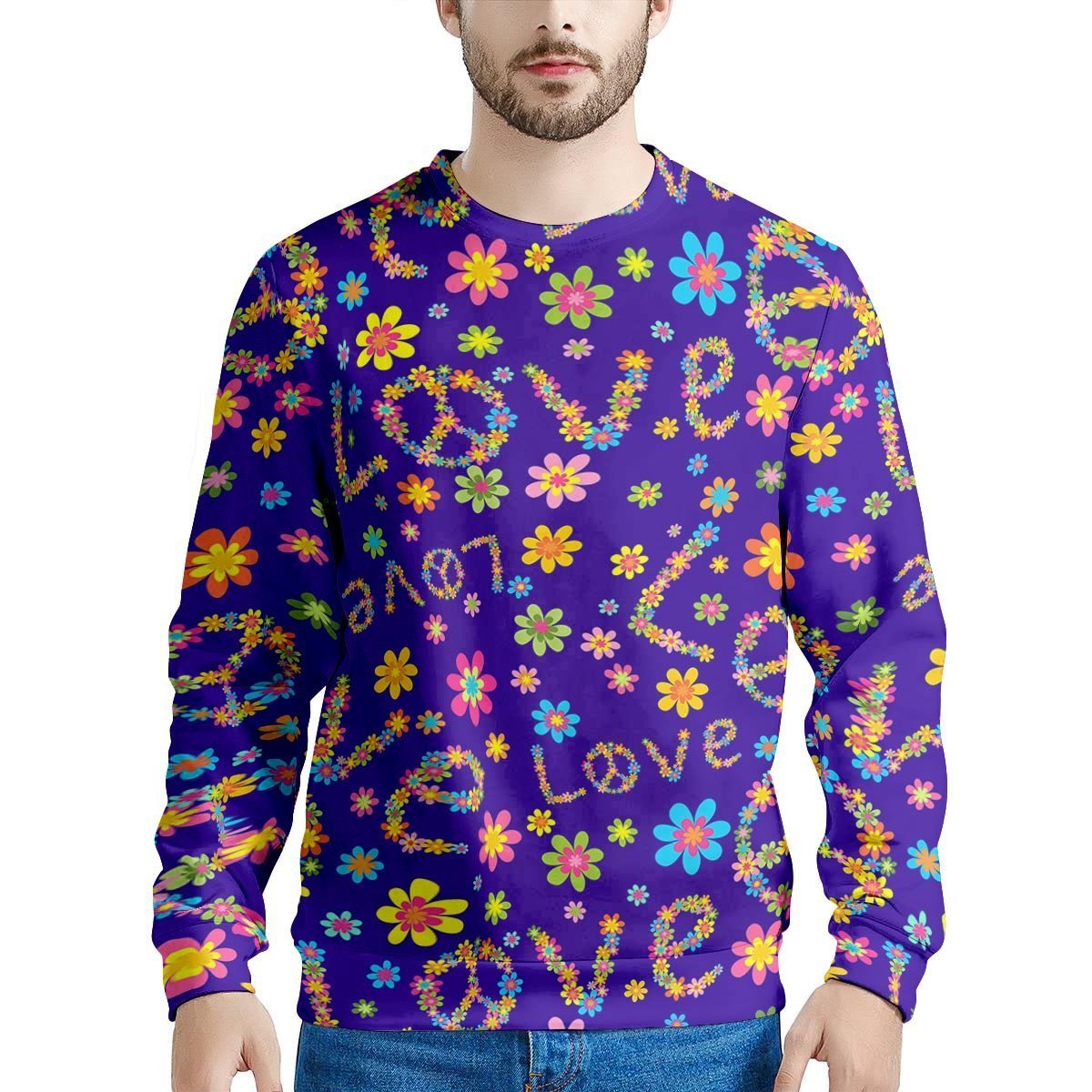 Abstract Floral Hippie Men's Sweatshirt-grizzshop