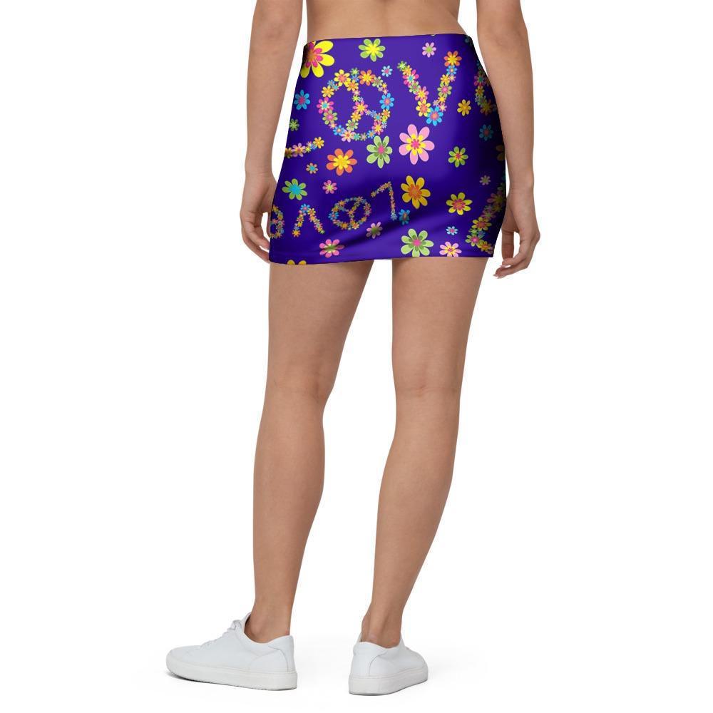 Abstract Floral Hippie Mini Skirt-grizzshop