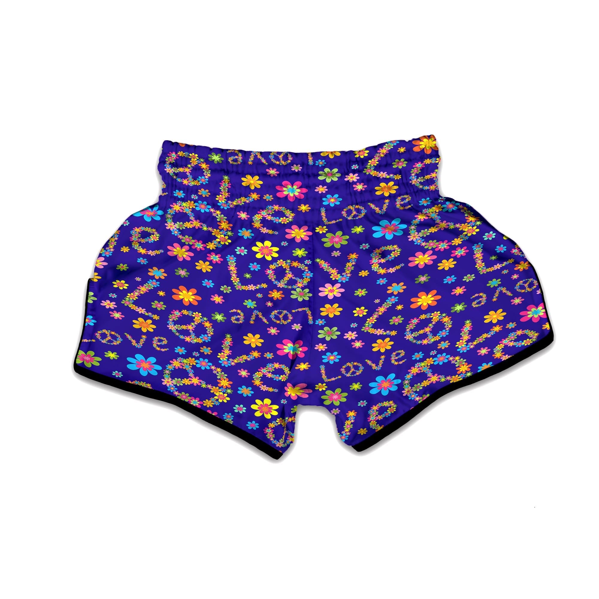 Abstract Floral Hippie Muay Thai Boxing Shorts-grizzshop