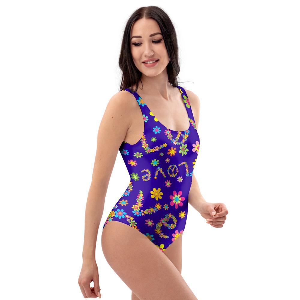 Abstract Floral Hippie One Piece Swimsuite-grizzshop