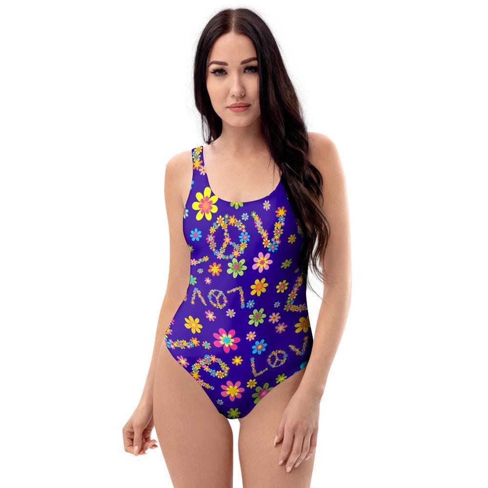 Abstract Floral Hippie One Piece Swimsuite-grizzshop