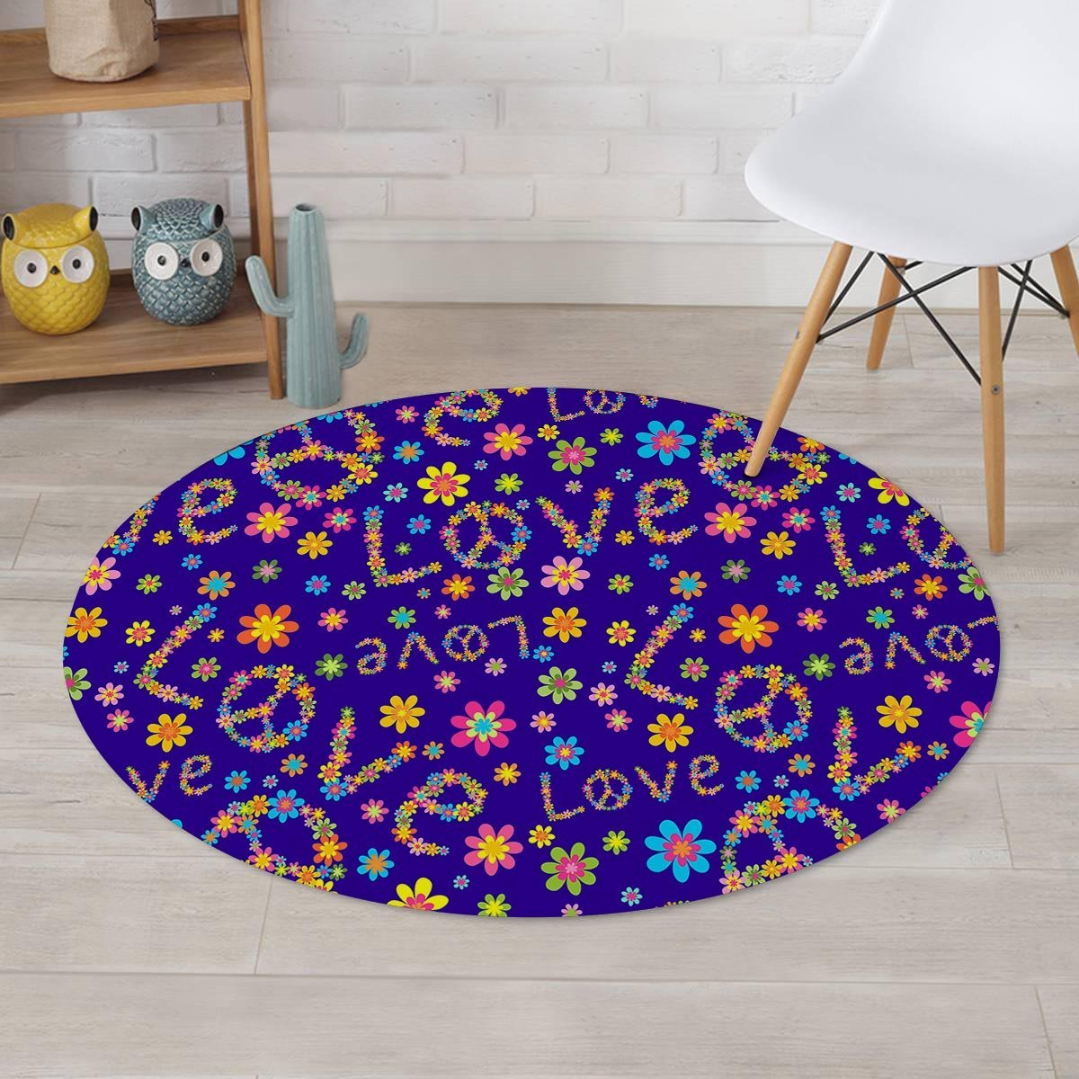 Abstract Floral Hippie Round Rug-grizzshop