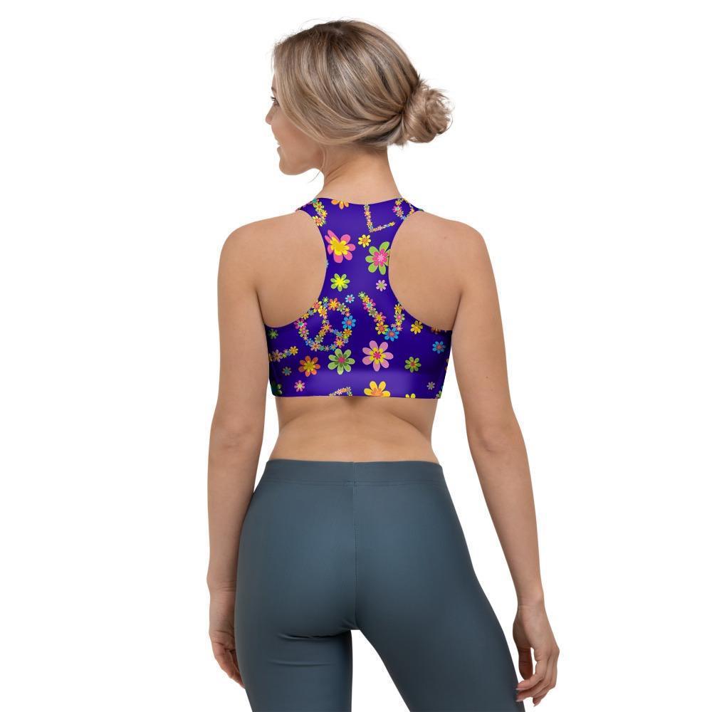 Abstract Floral Hippie Sports Bra-grizzshop