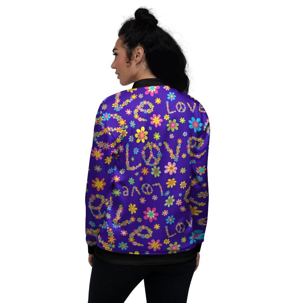 Abstract Floral Hippie Women's Bomber Jacket-grizzshop