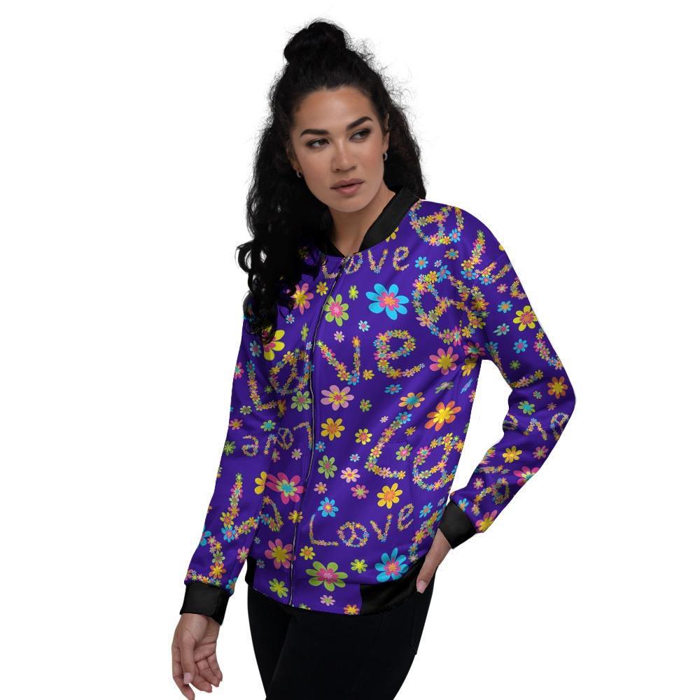 Abstract Floral Hippie Women's Bomber Jacket-grizzshop