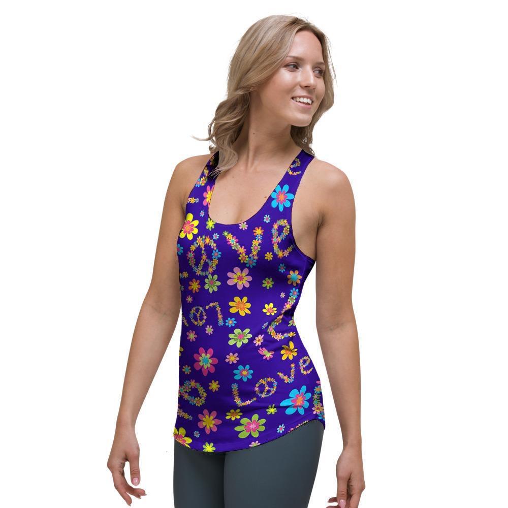 Abstract Floral Hippie Women's Racerback Tank Top-grizzshop