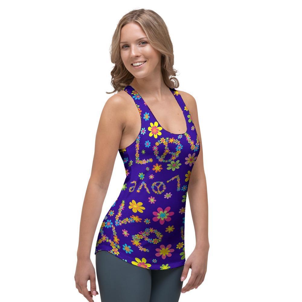 Abstract Floral Hippie Women's Racerback Tank Top-grizzshop