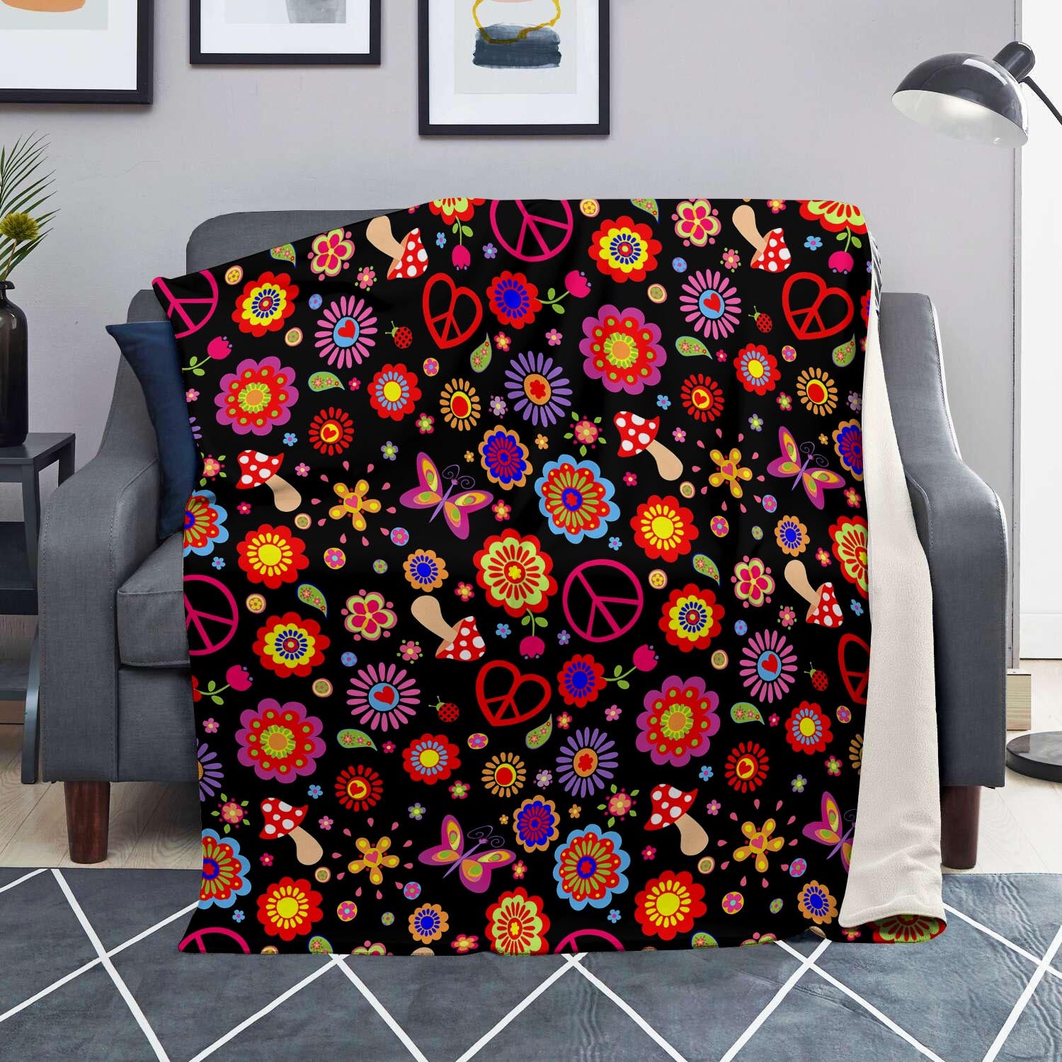 Abstract Flower Hippie Blanket-grizzshop