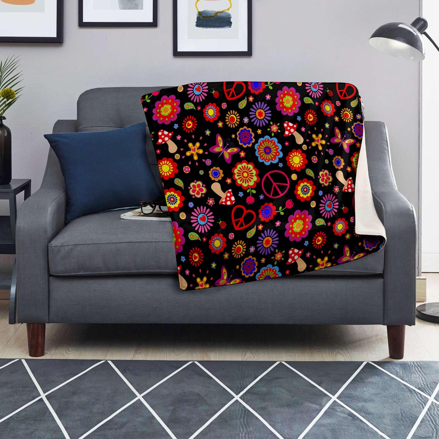 Abstract Flower Hippie Blanket-grizzshop